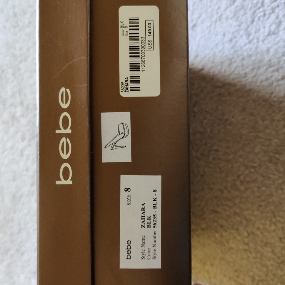 bebe Black Patent Peep-Toe Slingback Platform Heels - Picture 2 of 7